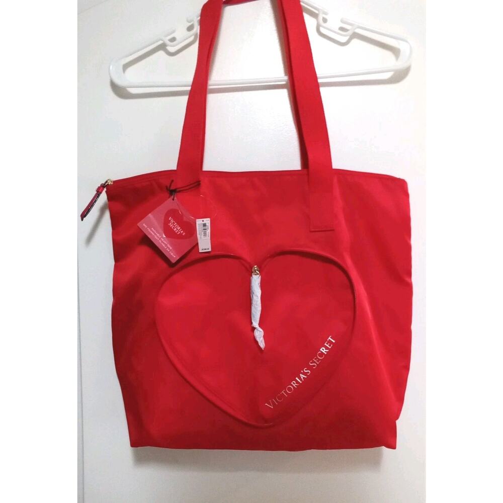 Victoria Secret Red Tote Bag NWT 15x15 Inches Inside Pocket Zippered